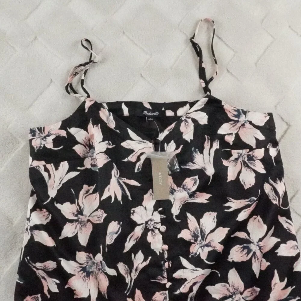 Madewell Button-Front Slip Dress in Winter Orchid Womens 2 Floral Multi Color